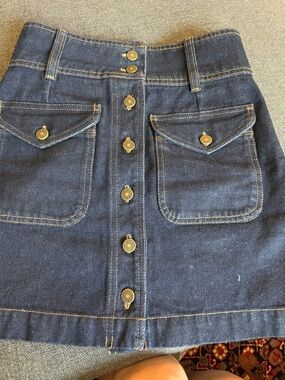 Sézane Denim Mini Skirt in Dark Blue